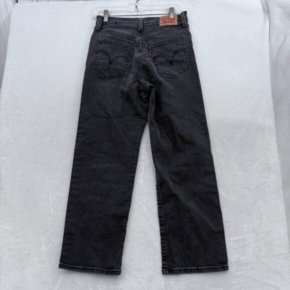 Levis Jeans Womens 28x25 Black Ribcage Straight Ankle Stretch - Picture 13 of 13